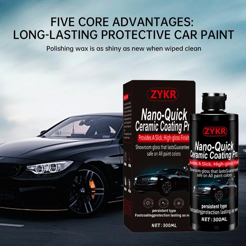 ZYKR Nano-Quick Ceramic Coating Pro for Automobiles, Featuring Advanced Ceramic Technology for Dust-Proof Glass Effect and Lasting Luster. 300 Ml.